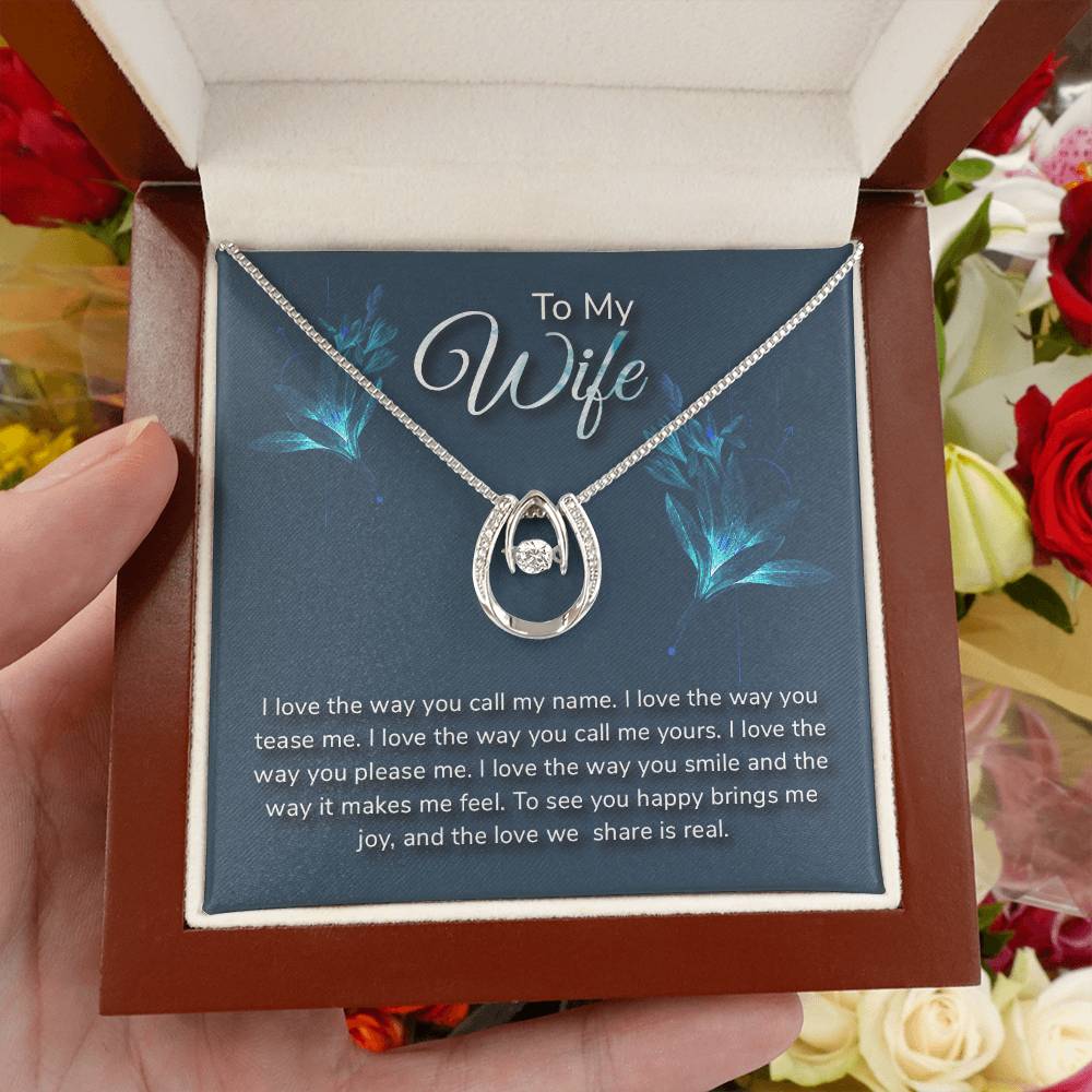 Surprise Gift for Wife - Meaningful Jewelry from Husband for Christmas, Anniversary & Valentine’s Day - Lucky In Love Necklace