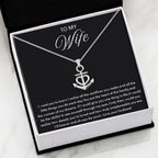 To My Wife Necklace - Sentimental Birthday Gift from Husband, Romantic Jewelry for Valentine’s Day & Holidays - Anchor Pendant Necklace