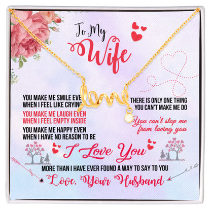 To My Wife Gift from Husband - Romantic Jewelry for Birthday & Anniversary Celebrations - Scripted Love Necklace
