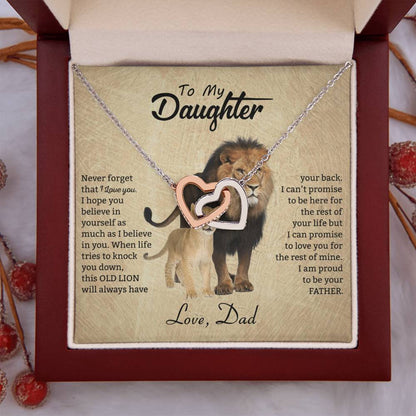 To My Daughter Necklace - Everyday Love Jewelry Gift from Dad for Daughter’s Birthday & Just Because - Interlocking Hearts Necklace
