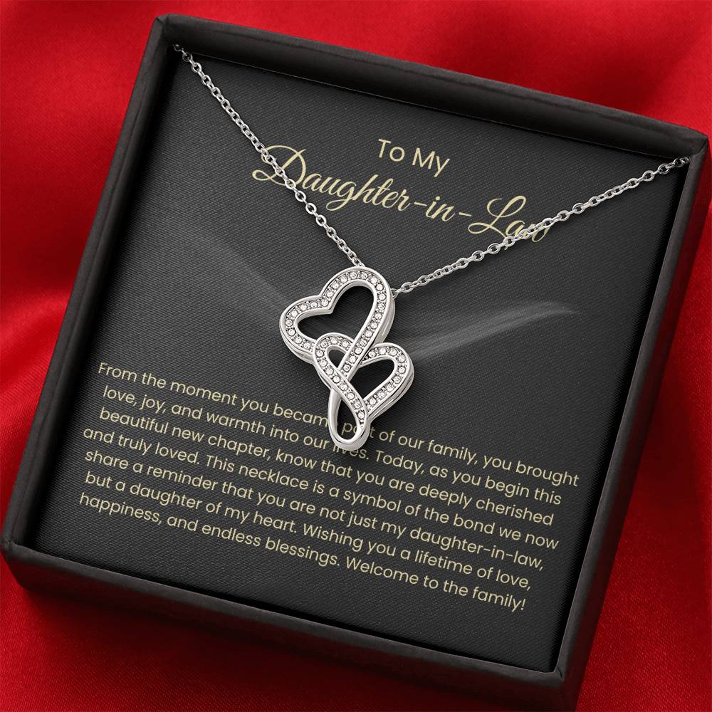To My Beautiful Daughter In Law - Heart-to-heart Pendant Necklace - Gift for Bonus Daughter