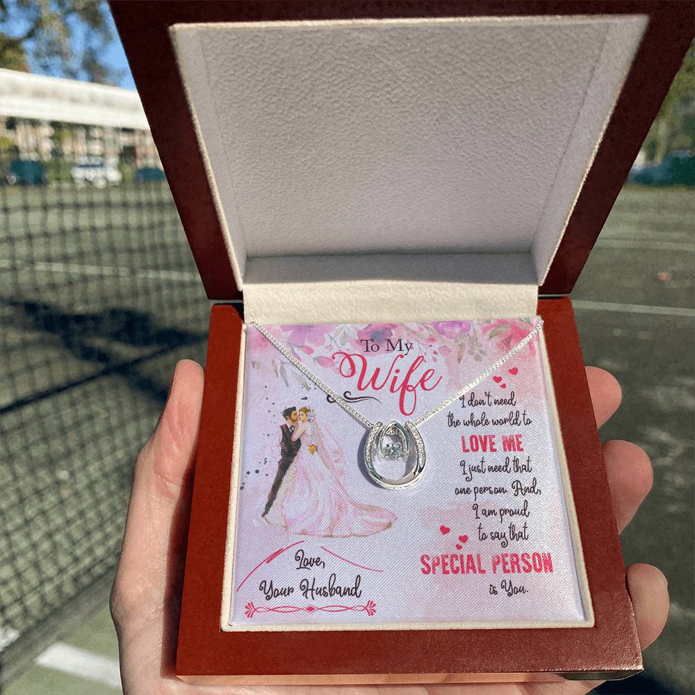 Thoughtful Gift for Wife - Emotional Jewelry from Husband for Anniversary, Birthday, Valentine’s Day & Holidays - Lucky In Love Necklace