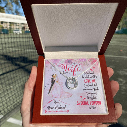 Thoughtful Gift for Wife - Emotional Jewelry from Husband for Anniversary, Birthday, Valentine’s Day & Holidays - Lucky In Love Necklace