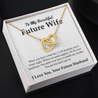 To My Future Wife Necklace - Best Romantic Jewelry Gift for Special Occasions & Love Appreciation - Interlocking Hearts Necklace