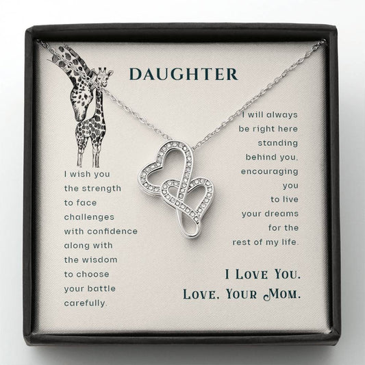To My Daughter Necklace - Meaningful Daughter Gift from Mom for Forever Love & Support - Heart-to-heart Pendant Necklace