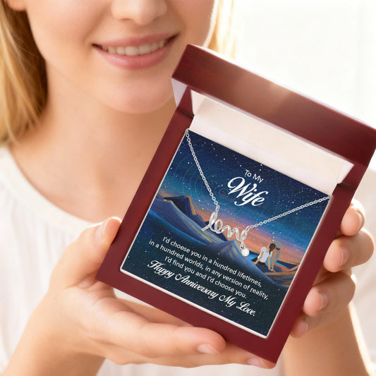 Meaningful Wife Jewelry from Husband - Romantic Gift for Birthday, Christmas, Anniversary & Valentine’s Day - Scripted Love Necklace