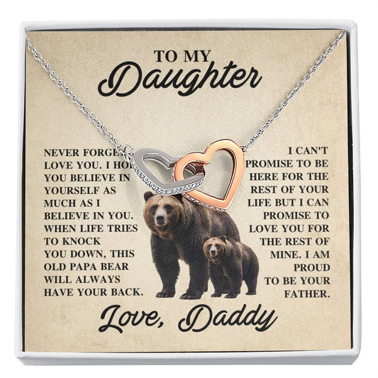 To My Daughter Necklace - Heartfelt Christmas Surprise from Daddy - Interlocking Hearts Necklace
