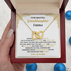 Interlocking Hearts Necklace for Granddaughter, Jewelry Gift, Birthday or Christmas Keepsake, Symbol of Love, To My Beautiful Granddaughter