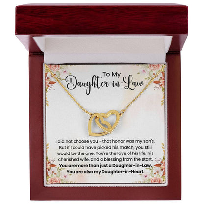 To My Daughter In Law - Interlocking Hearts Necklace - Gift for Bonus Daughter