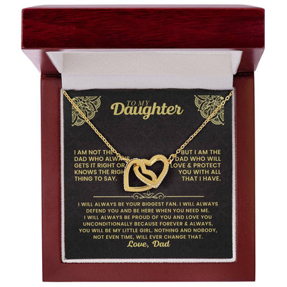 To My Daughter Necklace - I will always be your biggest fan - Gift for Daughter from Dad - Interlocking Hearts Necklace