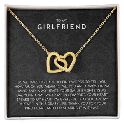 Gift for Girlfriend Necklace - Romantic Jewelry for Valentine’s Day, Birthday & Special Relationship Moments - Interlocking Hearts Necklace