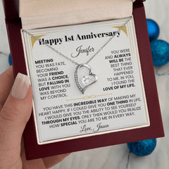 Heart Necklace For Women, Elegant Jewelry Gift, Timeless Piece To Treasure Forever, Happy 1st Anniversary