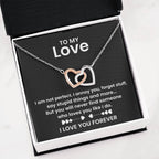To My Love Necklace - Cherished Wife Gift from Husband for Valentine’s Day, Anniversary & Birthday - Interlocking Hearts Necklace