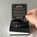 Gift for Son from Dad – Birthday, Graduation, Christmas Jewelry – Men’s Cross Bracelet