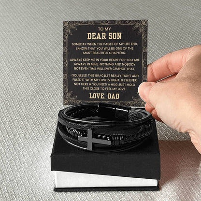 Gift for Son from Dad – Birthday, Graduation, Christmas Jewelry – Men’s Cross Bracelet