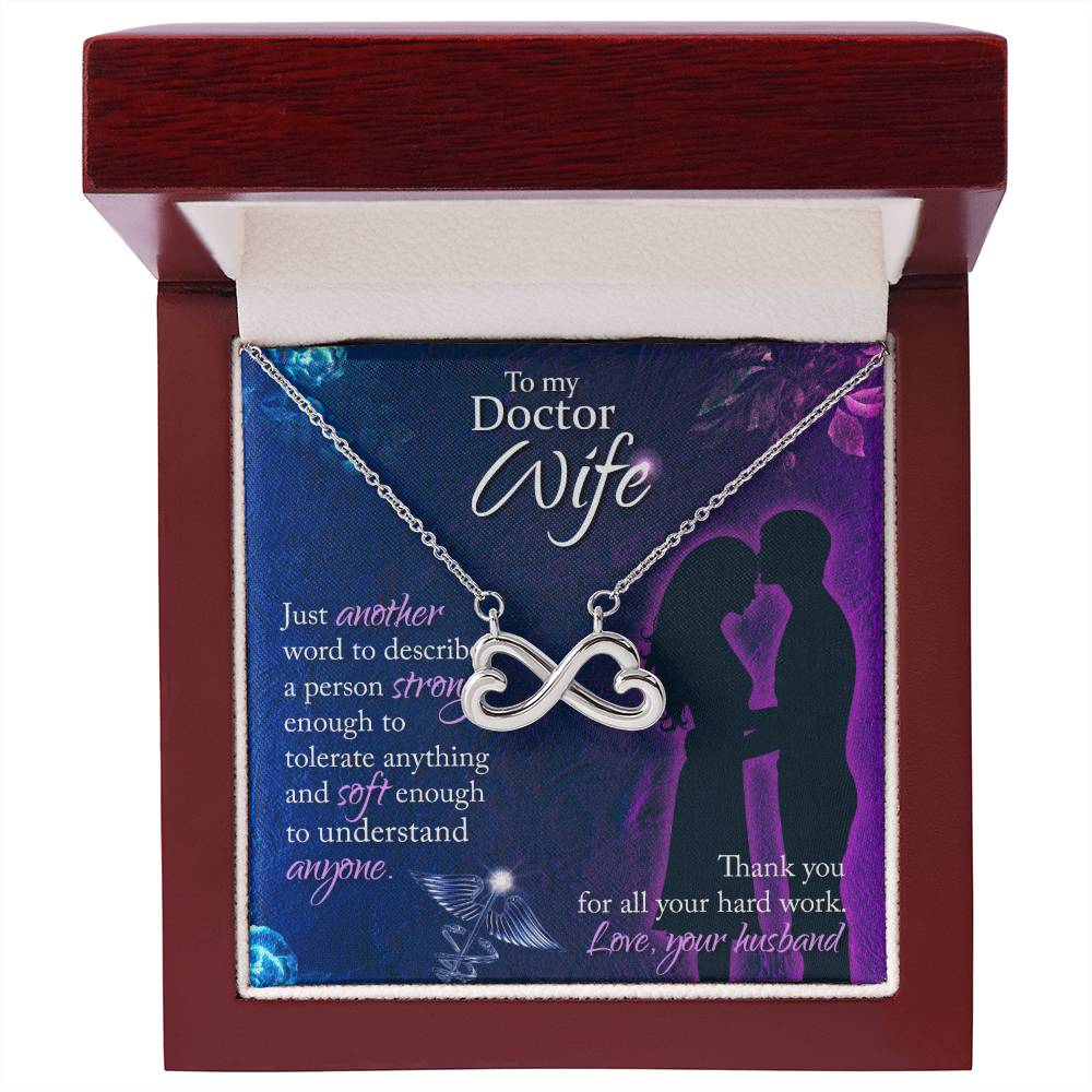 To My Beautiful Doctor Wife Necklace - Husband to Wife Jewelry for Romantic Valentine’s Day, Birthday & Anniversary Gifts - Endless Love Necklace