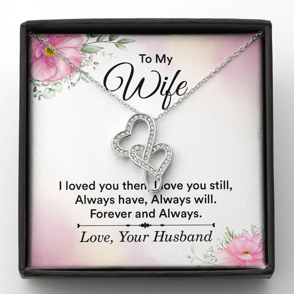 Wife Birthday Gift from Husband - Romantic Jewelry for Valentine’s Day & Anniversaries - Heart-to-heart Pendant Necklace