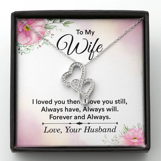 Wife Birthday Gift from Husband - Romantic Jewelry for Valentine’s Day & Anniversaries - Heart-to-heart Pendant Necklace