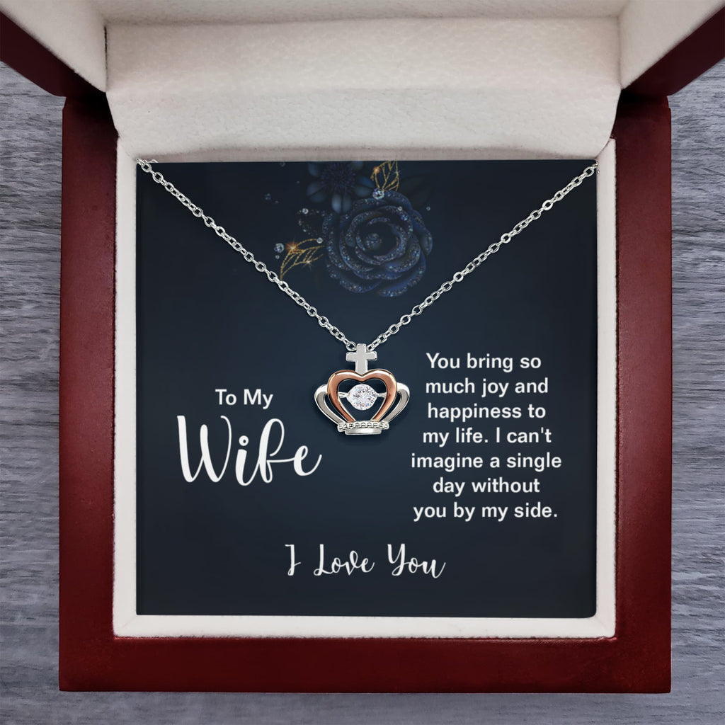 To My Wife Necklace - Birthday Gift from Husband Jewelry - Crown Pendant Necklace