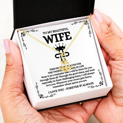 To My Beautiful Wife Necklace - Sentimental Birthday Gift from Husband, Romantic Jewelry for Valentine’s Day & Holidays - Anchor Pendant Necklace