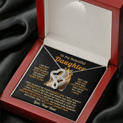 To My Daughter Necklace - Best Gift for Daughter from Dad - Heart-to-heart Pendant Necklace