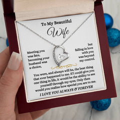Romantic Heart Necklace Gift for Wife, Anniversary & Birthday Jewelry, To My Beautiful Wife