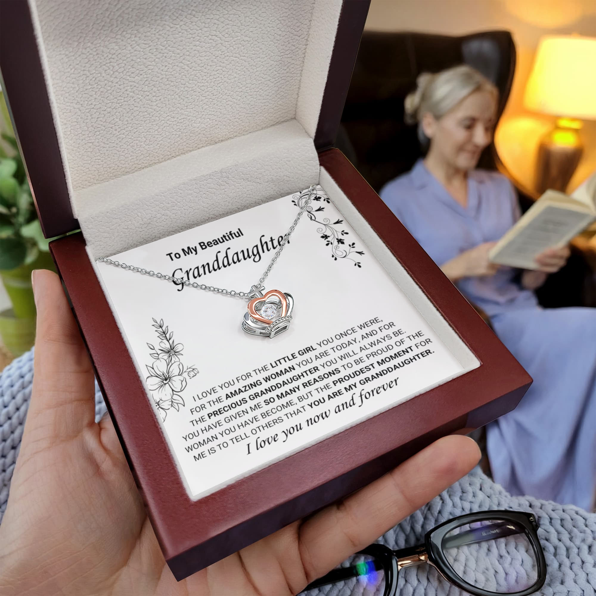 To My Granddaughter Necklace – Graduation & Birthday Jewelry Gift for Granddaughter – Crown Pendant Necklace