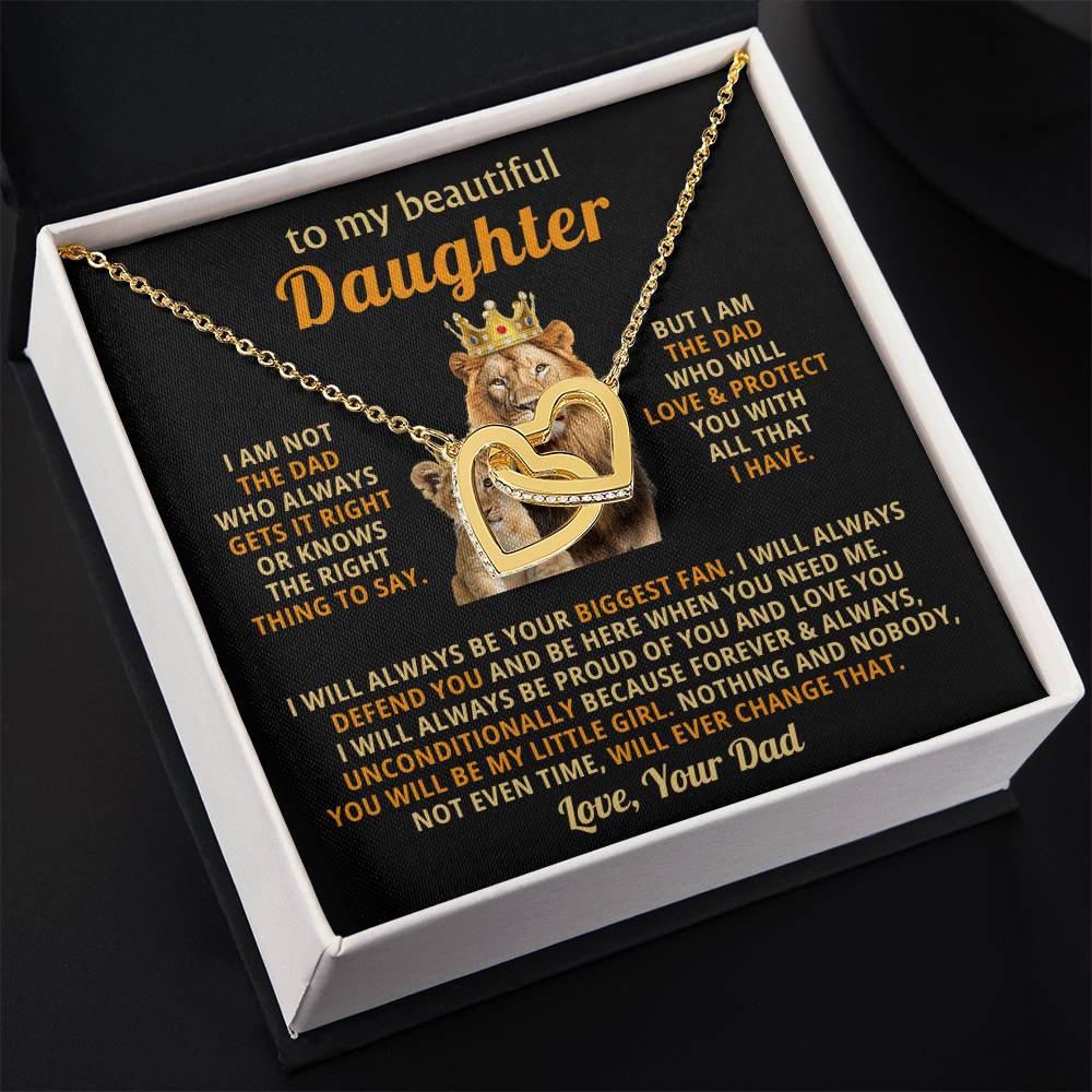 To My Beautiful Daughter Necklace – Daughter Christmas Graduation Jewelry Gift – Interlocking Hearts Necklace