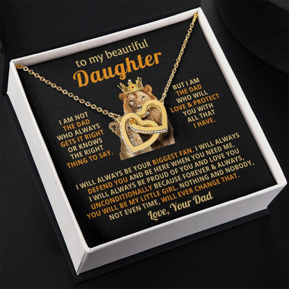 To My Beautiful Daughter Necklace – Daughter Christmas Graduation Jewelry Gift – Interlocking Hearts Necklace