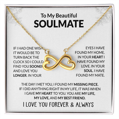 To My Beautiful Soulmate Necklace - Unique Soulmate Gift Necklace for Romantic Gifting - Endless Love Necklace