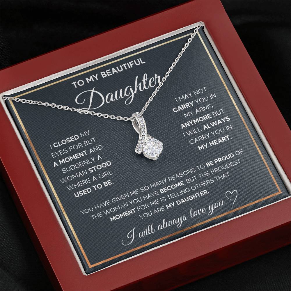 To My Daughter Necklace – Daughter Necklace for Graduation Birthday Occasions from Mum – Alluring Beauty Necklace