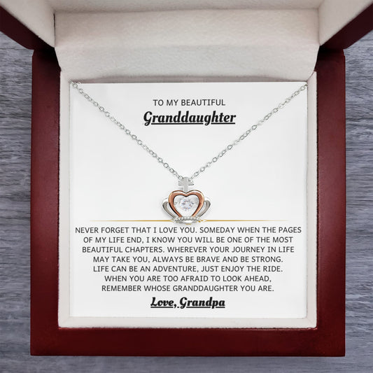 To My Granddaughter Necklace – Granddaughter Christmas Graduation Jewelry Gift – Crown Pendant Necklace
