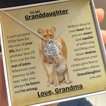 To My Granddaughter Necklace – Christmas Birthday Gift for Granddaughter from Grandma – Love Knot Necklace