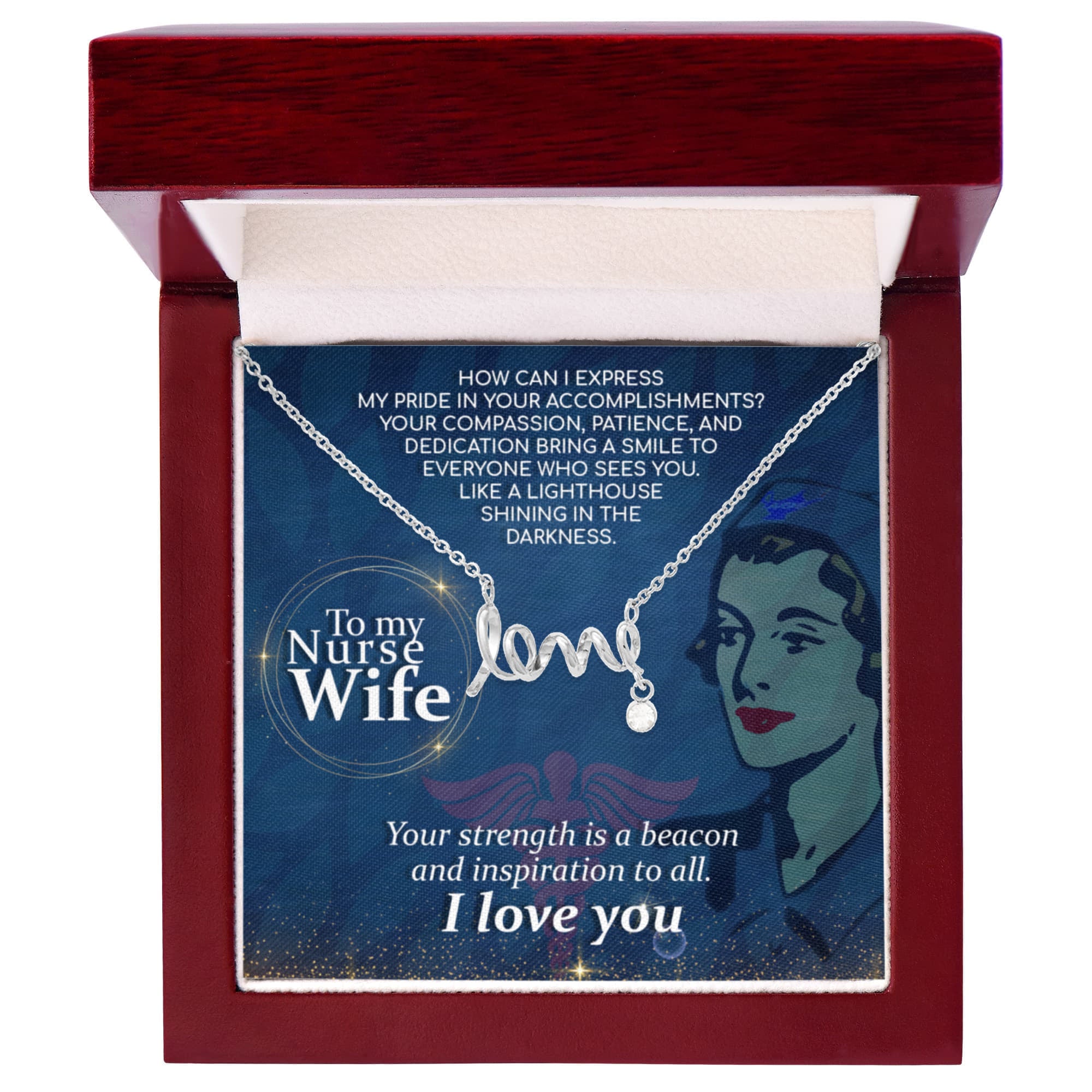 To My Nurse Wife Necklace Gift from Husband - Scripted Love Necklace