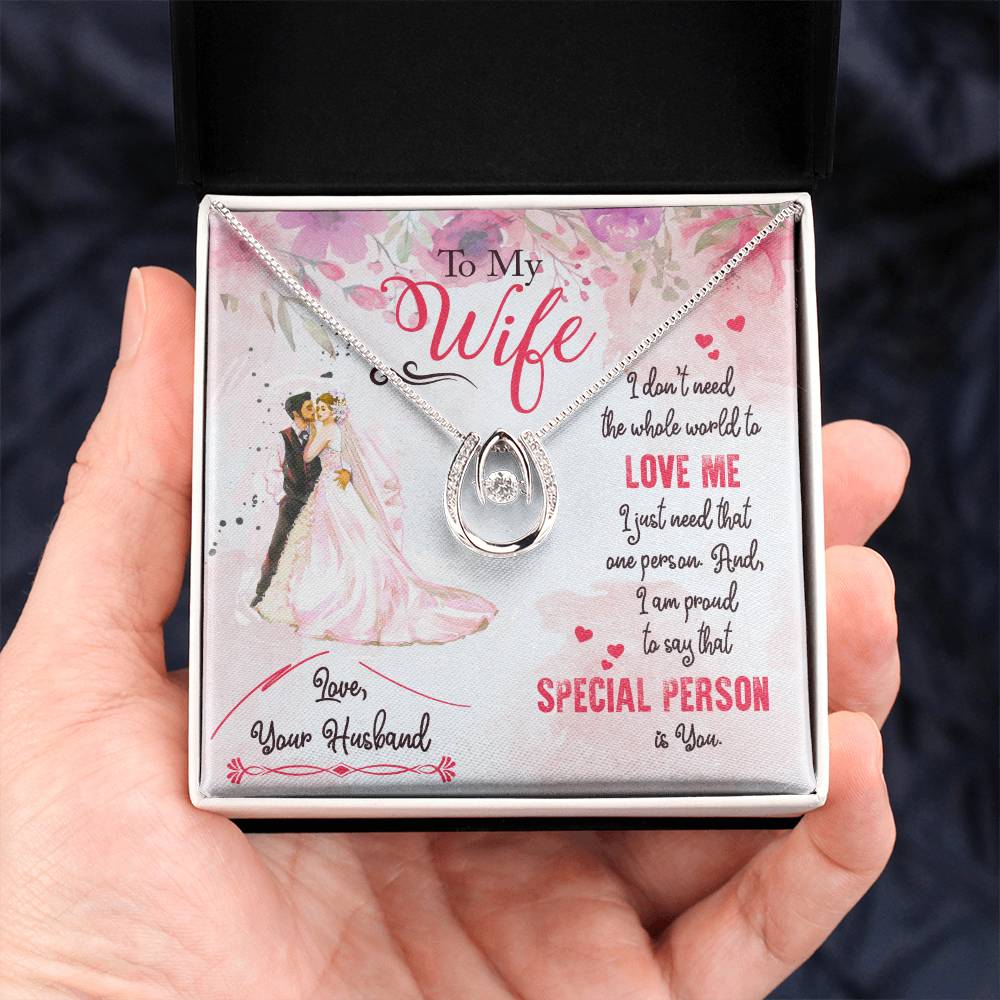 Thoughtful Gift for Wife - Emotional Jewelry from Husband for Anniversary, Birthday, Valentine’s Day & Holidays - Lucky In Love Necklace