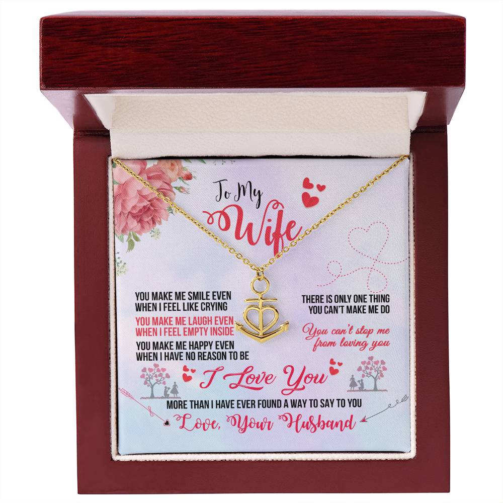 To My Wife Necklace - Romantic Jewelry Gift from Husband for Anniversary, Birthday & Valentine’s Day Surprise Moments - Anchor Pendant Necklace