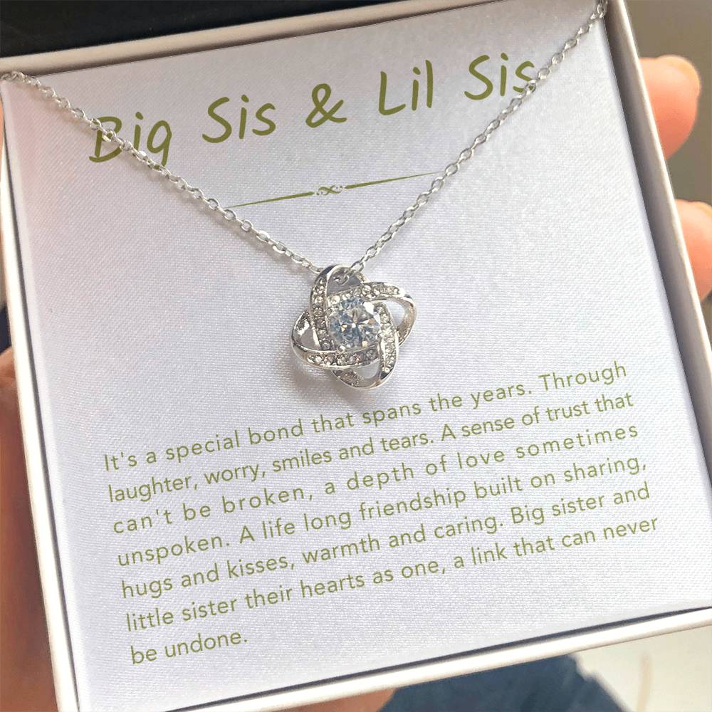 Big Sis & Lil Sis Necklace - It's a special bond that spans the years - Gift for Sisters - Love Knot Necklace