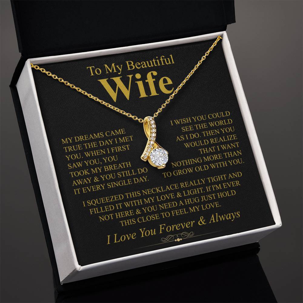 To My Wife Necklace - Sweetest Gift for Wife from Husband for Valentine’s Day, Anniversary & Birthday Joy - Alluring Beauty Necklace