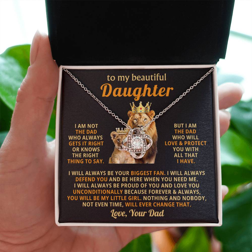 To My Daughter Necklace - Sentimental Birthday Gift from Dad, Meaningful Jewelry for Milestones & Holidays - Love Knot Necklace