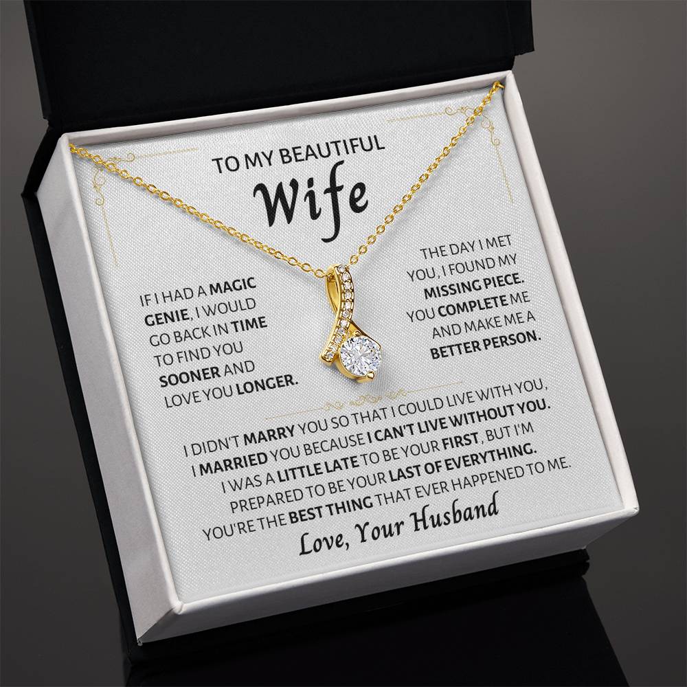 To My Beautiful Wife Necklace - Best Surprise Gift for Wife from Husband for Anniversary, Christmas & Valentine’s Day - Alluring Beauty Necklace