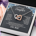 To My Daughter Necklace - Beautiful Jewelry for Christmas & Mother Daughter Love - Interlocking Hearts Necklace