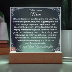 Custom Acrylic Mother’s Day Gift, Elegant Decor Piece, Cherished Keepsake For Mom, To My Loving Mom