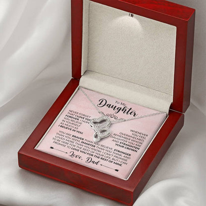 To My Daughter Necklace – Graduation & Xmas Gift from Dad – Heart-to-heart Pendant Necklace