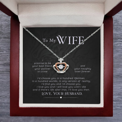 To My Wife Necklace - Love Gift from Husband for Any Occasion - Crown Pendant Necklace