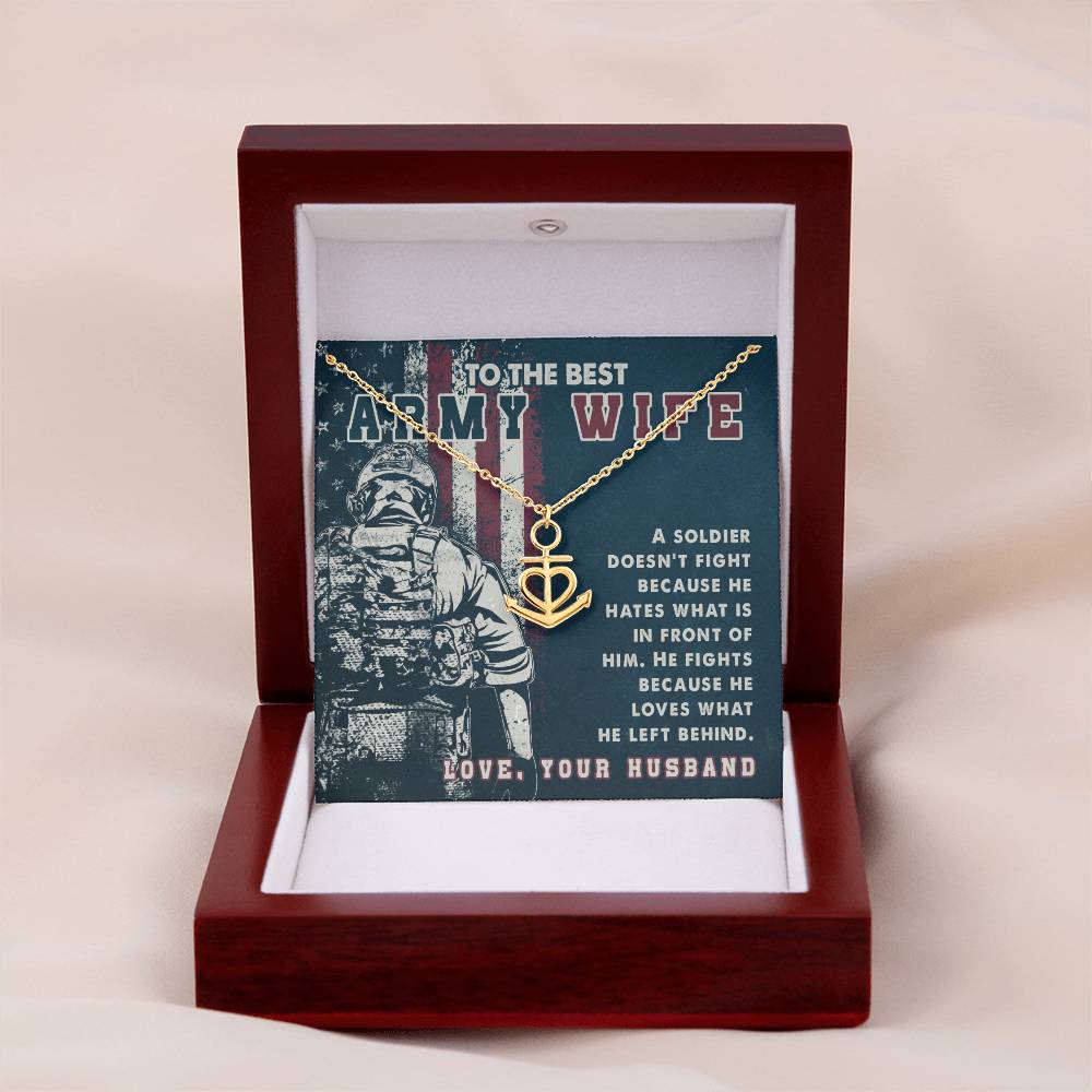 To My Army Wife Necklace Gift from Husband, Perfect for Birthday & Valentine’s Day Surprises - Anchor Pendant Necklace
