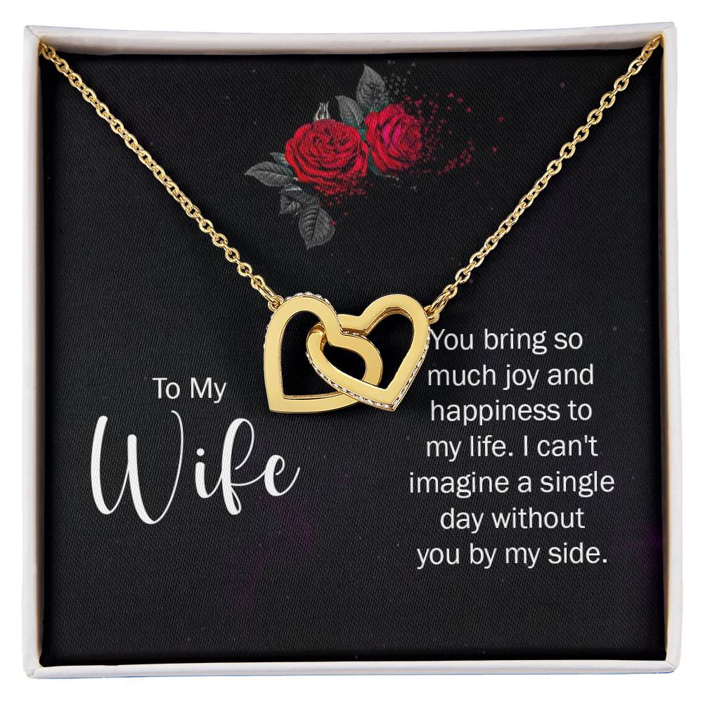 To My Wife Necklace - Romantic Birthday Jewelry Gift from Husband for Valentine’s Day & Long Lasting Memories - Interlocking Hearts Necklace