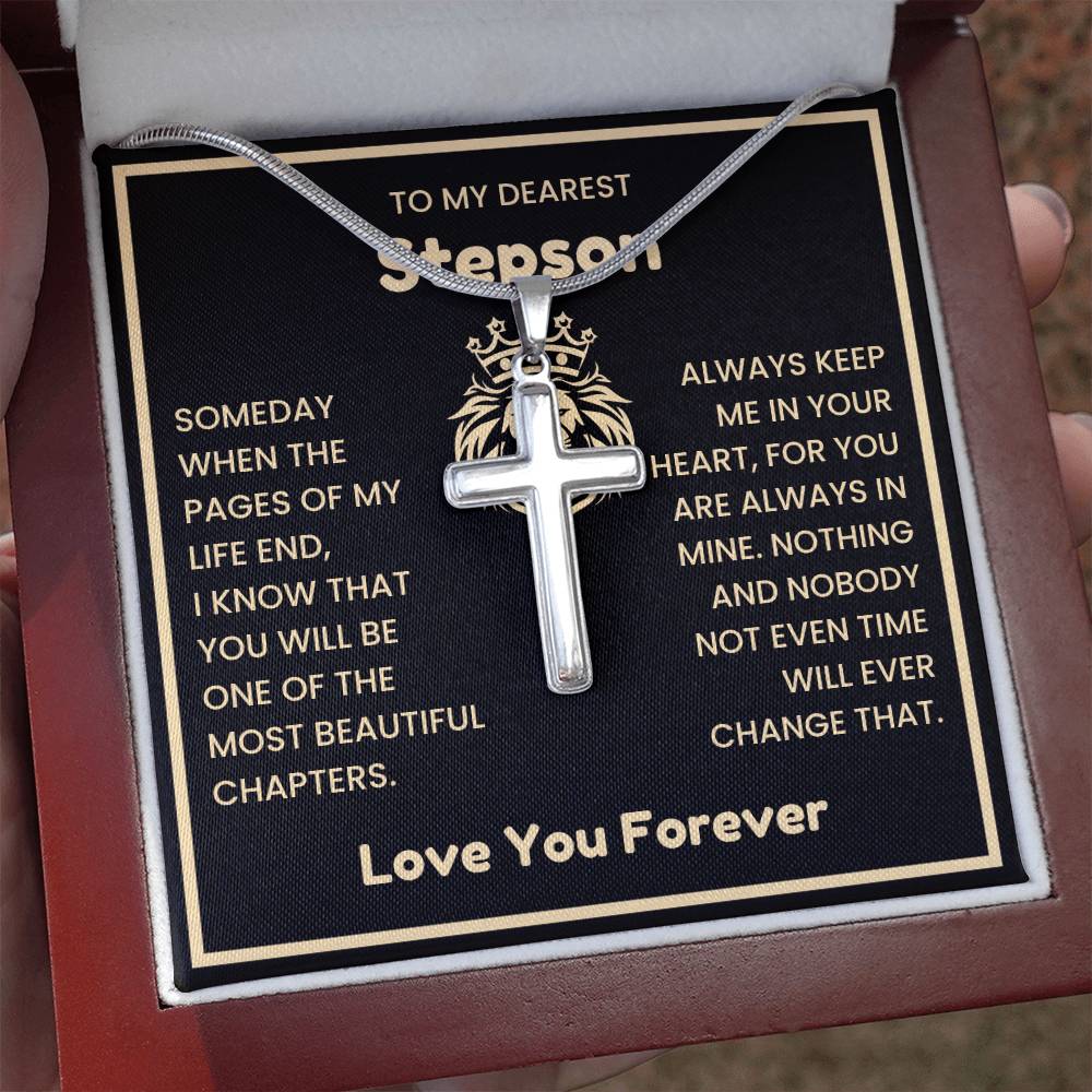 To My Dearest Son Necklace - Gift for Son - Always keep me in your heart - Artisan Cross Necklace