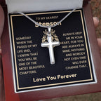 To My Dearest Son Necklace - Gift for Son - Always keep me in your heart - Artisan Cross Necklace