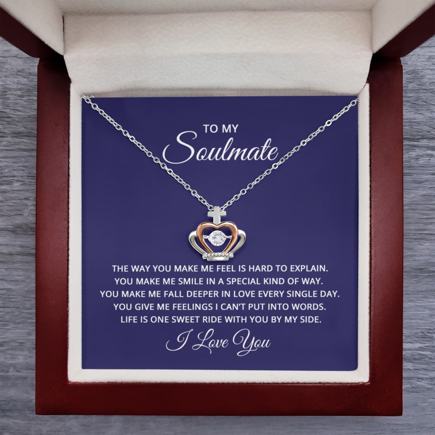 To My Soulmate Necklace - Soulmate Gift for Her for Valentine’s Day & Every Day Love - Crown Pendant Necklace