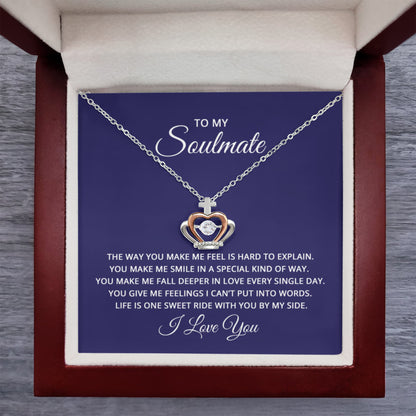 To My Soulmate Necklace - Soulmate Gift for Her for Valentine’s Day & Every Day Love - Crown Pendant Necklace